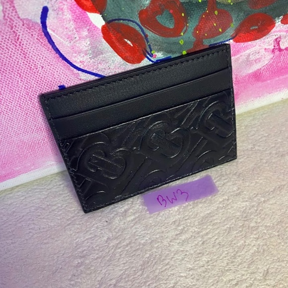 Burberry Black Embossed Card Holder - Picture 1 of 2